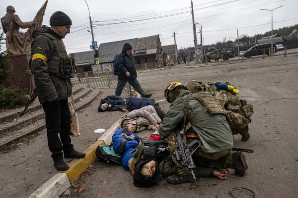 Dead Ukrainian civilians killed by filthy Russian animals
